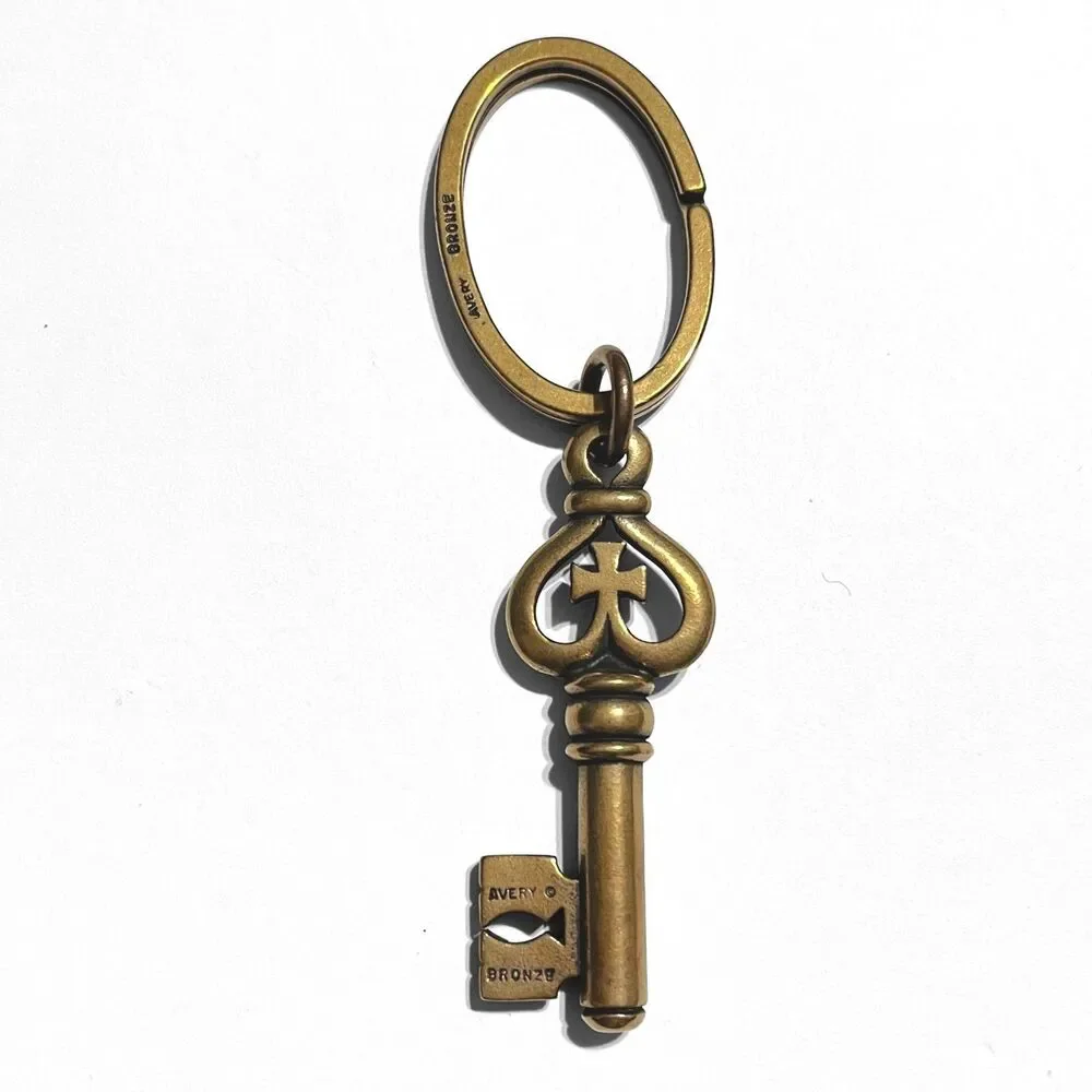VTG James Avery Bronze Keychain Skeleton Key Heart Cross Fish Keyring Retired